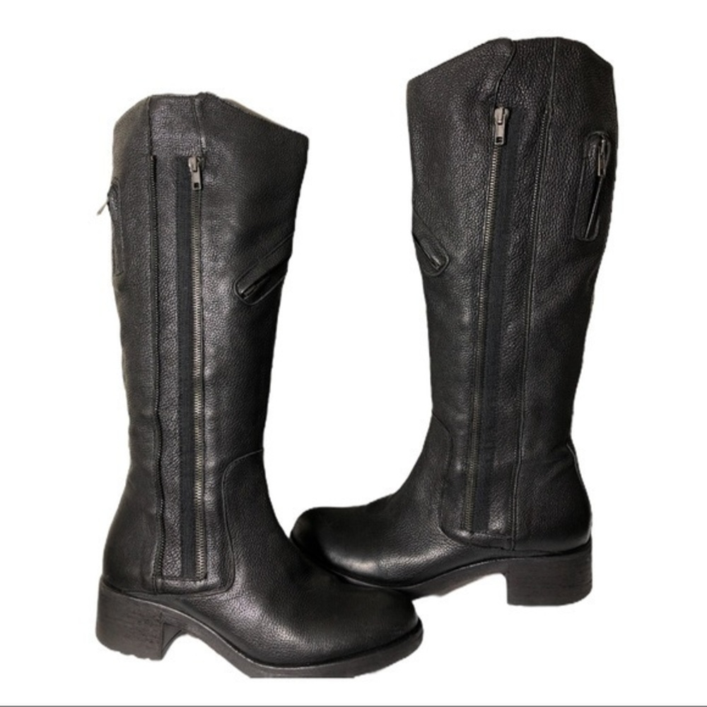 VERA WANG Knee high Tall black Leather Boo…